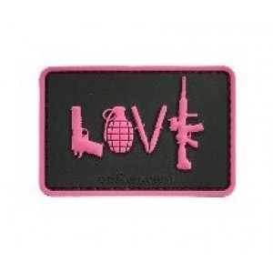 Нашивка PVC/ПВХ с велкро Love Guns Чёрный с розовым